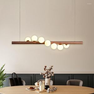 Lampes suspendues en bois massif haricot magique LED lumières moderne nordique Simple salle à manger café Bar G4 maison lampe suspendue Luminaire