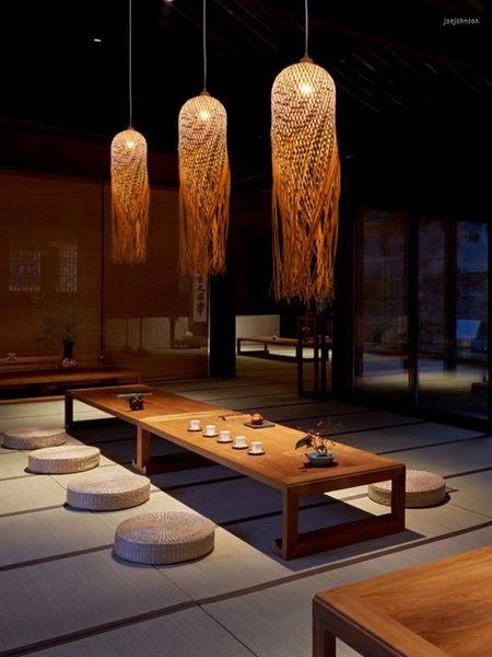 Pendelleuchten, südostasiatische Retro-Bambusleuchte, handgefertigt, zum Aufhängen, für Café, Wohnzimmer, Heimdekoration, Restaurant, Beleuchtungskörper