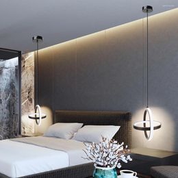 Lampes suspendues Lustre de chevet de chambre carrée/ronde avec abat-jour atmosphère nordique 3 couleurs adaptées au couloir de salon de salle à manger