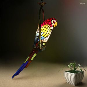 Hanger lampen gebrandschilderd glazen papegaai licht antieke kunst vogellamp woonkamer schaduw armatuur ledlichten