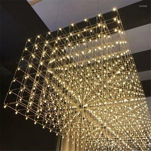Lampes suspendues en acier inoxydable lumière Art LED lumières ciel étoilé suspension salle d'exposition ingénierie éclairage à la maison No68