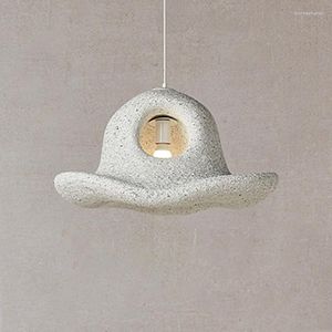 Lampes suspendues Starspot Rouge Vintage Salle À Manger Droplight Wabi Sabi Gris Clair Designer Personnalité Chapeau Forme Studio Appartement Lampe