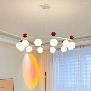 Lampes suspendues style maison lustres verre blanc coloré métal dynamique beauté éclairage pour salon salle à manger chambre boutique G9 ampoule