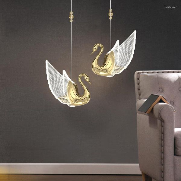 Lampes suspendues Swan LED Pandent Light Intérieur Éclairage nordique pour la maison Salon Décoration Tables à manger Lumières Chevet Chambre Suspendue