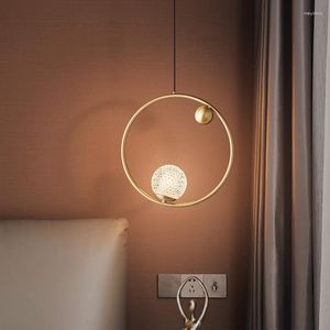 Lampes suspendues TEMAR lustre en cuivre contemporain LED lumières suspendues en laiton doré Design Simple décor créatif pour la chambre à coucher