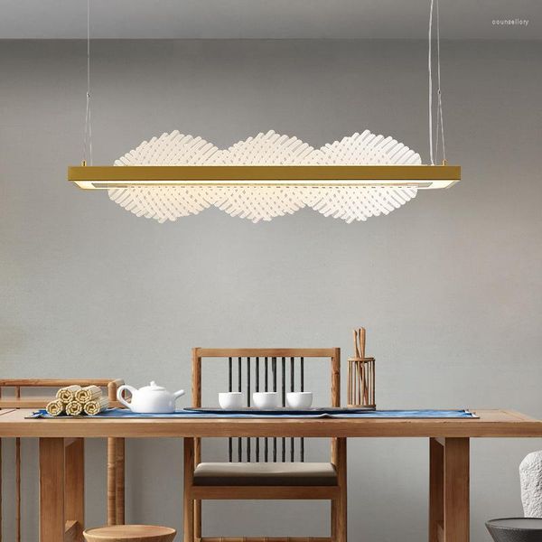 Lámparas colgantes TEMAR LED Lámpara moderna Diseño creativo chino Simplicidad Luz de araña de techo de oro para el hogar Casa de té Comedor