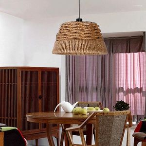 Hanglampen De Nordic LOFT Amerikaanse land Retro Handgeweven Touw Hanglamp Drum Schaduwrijke Hanglamp Bar Koffie Hal Kroonluchter