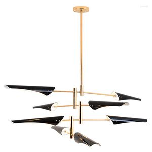 Hanger lampen De eenvoudige aluminium pijp licht ontwerper decoratieve hangende lamp goud E14 LED restaurant kroonluchter