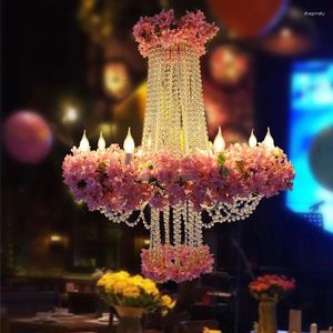 Hanglampen Thema Restaurant Roze Bloem Romantische Decoratie Licht Simulatie Bloemen Bruiloft Banketzaal Plant Kroonluchter