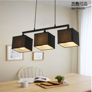 Lampes suspendues Trois combinaisons longues lumières de poteau Salon Cuisine Salle à manger Lampe Led Abat-jour en tissu nordique américain Éclairage suspendu