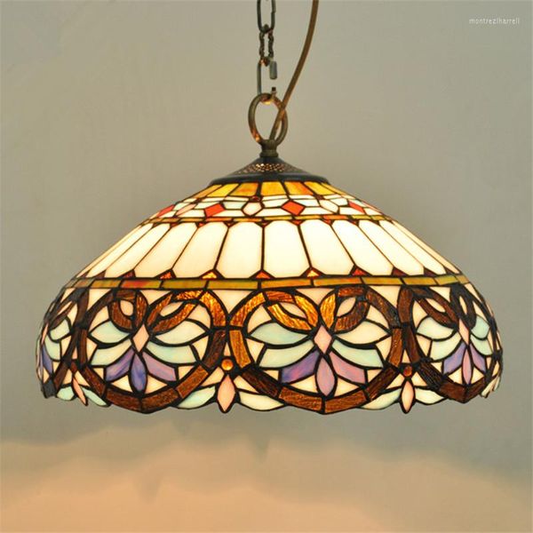 Lampes suspendues Tiffany Style Baroque Vitrail Lampe Bar Européen Café Boutique Lumière Dia 40cm H 100cm