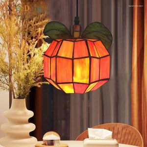 Lampes suspendues Tiffany Citrouille Lumières Vintage Vitrail Led Lampe Suspendue Pour Salon Décor À La Maison Chambre Cuisine Luminaires