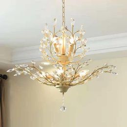 Hanger Lampen Twig Decoratie Kroonluchter Amerikaanse Woonkamer Slaapkamer Eetkamer Creatieve Persoonlijkheid Retro Iron Crystal Lamp LB12111