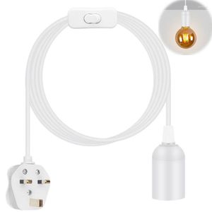 Lámparas colgantes enchufe del Reino Unido 2/3/4M luces Cable de alimentación Cables E27 soporte de Base de lámpara con interruptor accesorio de cable enchufe de suspensión de lámpara colgante