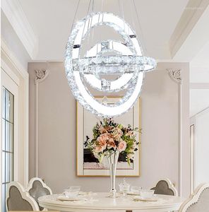 Lampes suspendues Design unique 3 anneaux lustre en cristal lampe lustre éclairage LED pour cuisine salon luminaire suspendu
