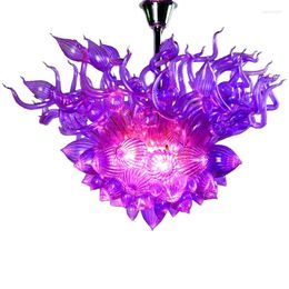 Hanglampen unieke twist speciaal ontwerp paarse kleur hand geblazen glazen kristal kroonluchter licht