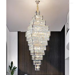 Lampes suspendues Villa Salon Lampe en cristal El Lobby Grand Lustre Duplex Bâtiment Phare Tournant Escalier Long