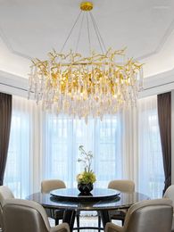 Lampes suspendues Villa Luxe Branche de cuivre Lustre d'art en cristal