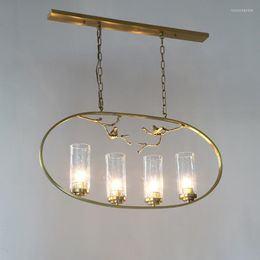 Hanglampen vintage slaapkamer koper Nordic Bird Lamp Modern Restaurant vol glas kroonluchter antieke stijl lichtlichten