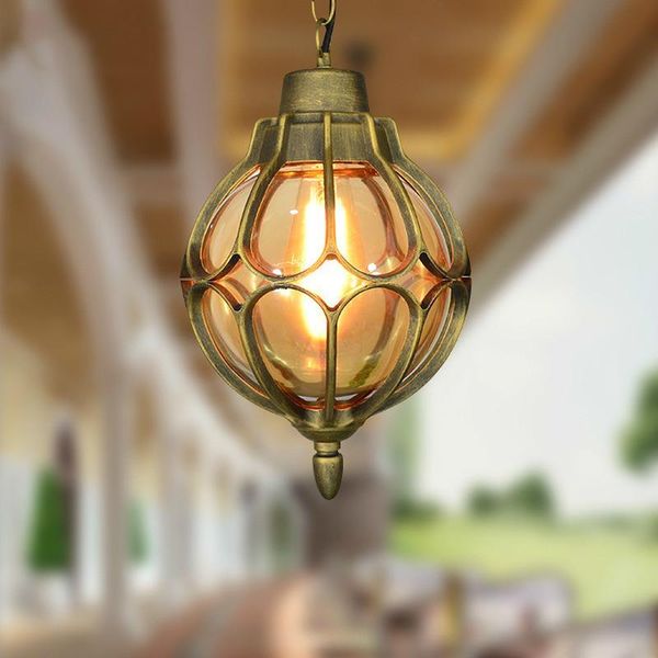 Hanglampen Vintage Glazen Kroonluchters Bal Buitenlamp Balkon Druif Waterdicht Aluminium E27 Lamp Tuin Hangende Loft ZM1026Pendant