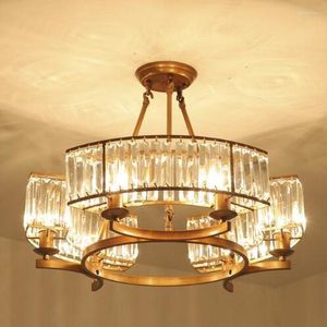 Lampes suspendues Vintage verre lustre en cristal luminaire noir Cottage américain suspension lampe suspendue pour salle à manger WPL193