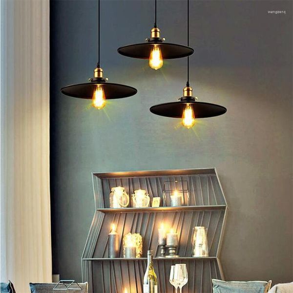 Lampes Suspendues Vintage Industriel E27 Edison Loft Style Noir Rétro Lampe Pour Restaurant Bar Grenier Titulaire Fer Librairie Suspensions