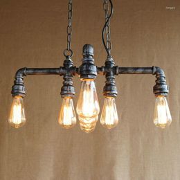 Lampes suspendues Vintage Industrial Loft Retro Distressed Water Pipe Chain Light Avec E27 LED / Edison Ampoules Pour Bar Cafe Home Lighting