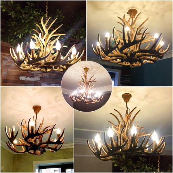 Pendants LED Vintage LED CHANDELIRES SALON CHANDELIER LECHING INDUSTRIAL BUCK CHORD Horn Antler Bar Meuble Dining Drop Dev Dhigt