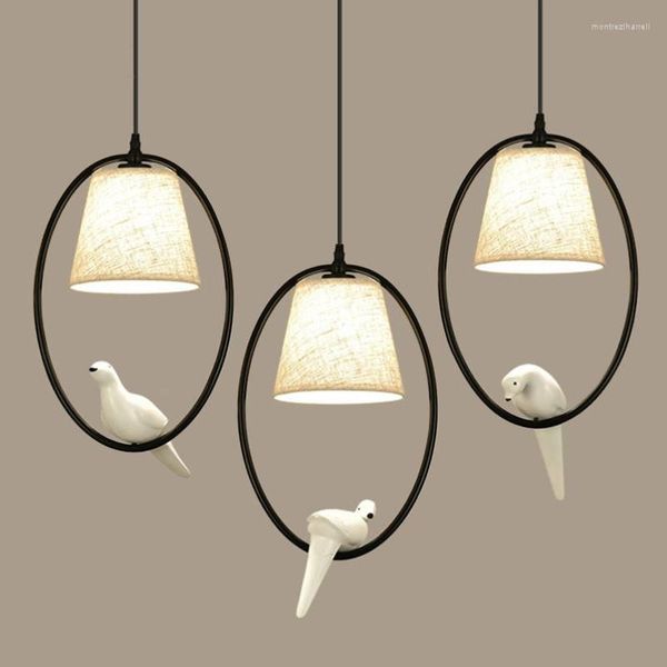 Lampes suspendues Vintage LED Fer Salon Lumières Pigeon Forme Chambre Luminaire Suspension Restaurant Couloir Décor Luminaires