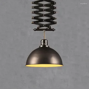 Lampes suspendues Vintage levage lustre lumière fer art lampe rétractable café restaurant bar salle à manger lampe frontale table