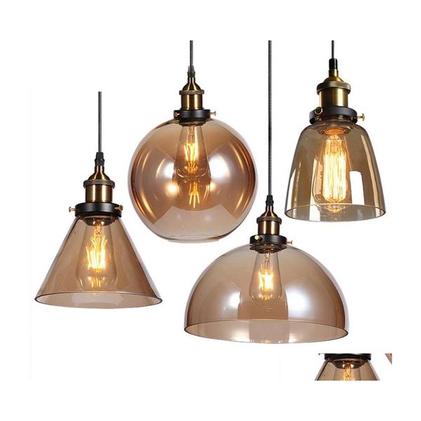 Pendants lampes vintage lumineuses américaines lampe en verre ambre e27 Edison Light BB Dinning Room Kitchen Home Decor Planetarium Drop Livrot DHR5H