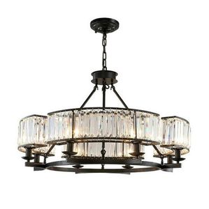 Lampes suspendues Vintage Loft Style Cristal Luminaire Bronze Noir Lustre Abat-Jour Pour Salon E14 Led LampPendant