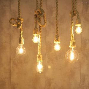 Hanglampen Vintage Retro Henneptouw Verlichting Industriële Kroonluchters Creatieve Hanglamp Bar Keuken Koffie Loft Verlichtingsarmaturen