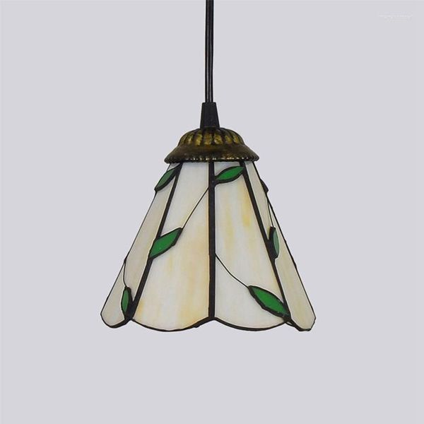 Lampes suspendues Vintage Tiffany nordique baroque vitrail lumières décor à la maison luminaires feuille art pour bar El