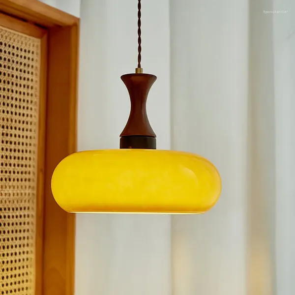 Lampes suspendues Vintage bois verre lumières pour salon décoration en bois lampe suspendue cuisine restaurant bar luminaires d'intérieur