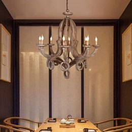 Lampes suspendues Vintage Lustre en bois éclairage pour salon chambre cuisine lustre lustres plafond rétro décor à la maison Light232w