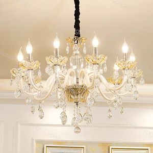 Lámparas colgantes Vogliovoi Crystal Chandelier Champagne K9 E14 LED Filamento colgante para interior Tienda de ropa Café Restaurante BarPendant