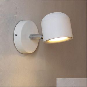 Lampes suspendues Applique de style moderne réglable noir / blanc 7W pour chambre à coucher Foyer miroir couloir applique Ac90-220V livraison directe Dhkp1