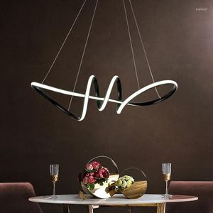 Lampes suspendues Salon chaud Salle à manger Chambre à coucher Moderne Simple Mode Led Creative Nordic Study Profilé Lustre