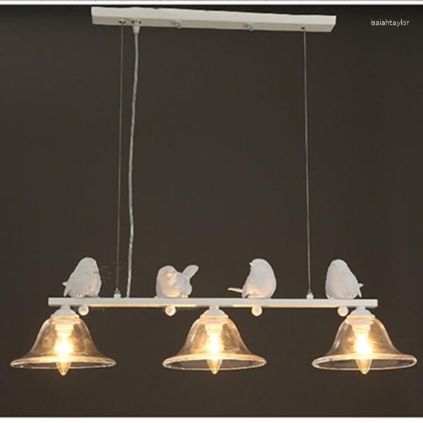 Lámparas colgantes Tierras de maravilla White 4 pájaros 3 cabezas Lámpara de estilo nórdico simple Luz cálida de luz creativa Diseño de vivienda PL-224