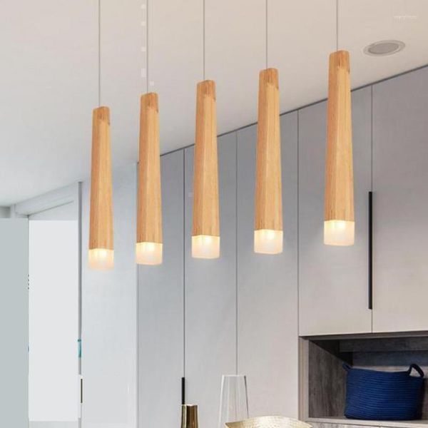 Lampes suspendues Bois Art Lumières Led Bureau Restaurant Cordon Décoratif Lampe Contracté En Bois Loft Lustre Luminaires