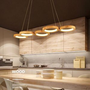 Hanglampen houten hangende led lamp eettafel licht modern creatief eenvoudige houten lichten café kamer kroonluchterspendant