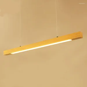Lámparas colgantes Barra lineal de luz Led de madera Lámpara colgante horizontal 80 cm 120 cm Comedor Cocina Oficina Accesorio de iluminación Suspensión