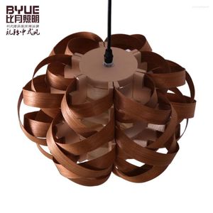 Lampes suspendues en bois de placage naturel, luminaires à nid d'oiseau