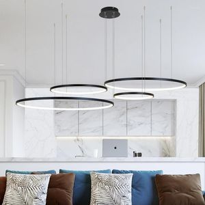 Hanglampen xiuxiu moderne led kroonluchter cirkellichten voor interieurontwerp engineering verlichting lijnring hangende lamp eetkamer woonkamer