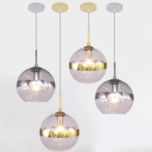 Lampes suspendues XJN lustre en verre à bulles d'or sphérique pour Restaurant Bar magasin de vêtements tête de chevet