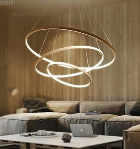 Pendant Lamps ZISIZ Modern Lights For Living Room Dining 4/3/2/1 Circle Rings Acrylic Aluminum Body LED Lamp