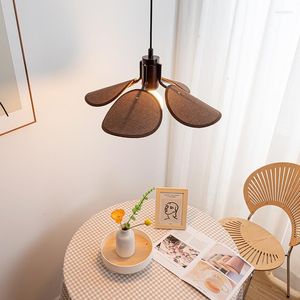 Lampes suspendues ZK50 salle à manger éclairage décoratif lustre moderne en bois massif Art plafonnier Original tissu Table E27