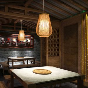 Lampes suspendues ZK50 Lampe Tissé À La Main En Bambou Art Chambre Cuisine Salle À Manger Lustre Décoratif AA230407