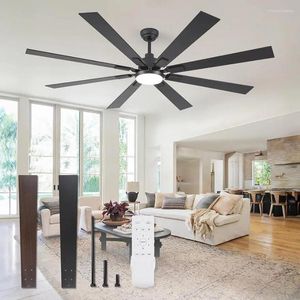 Lámparas colgantes ZMISHIBO Ventiladores de techo grandes de 72 pulgadas con luces y ventilador moderno negro interior / exterior remoto para la sala de estar de la cocina